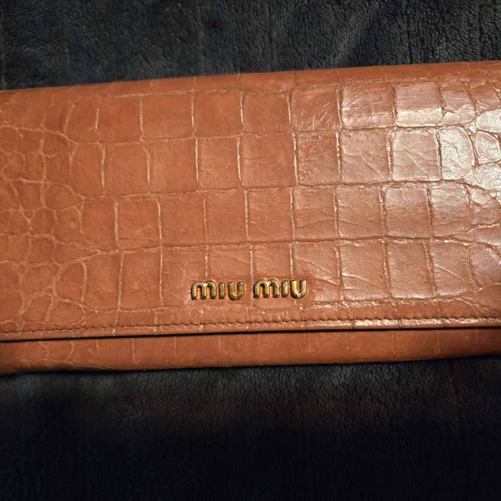 Miu Miu Croc-Embossed Leather Wallet
